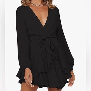 never worn, black loose fitting mini dress